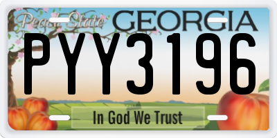 GA license plate PYY3196