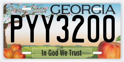 GA license plate PYY3200