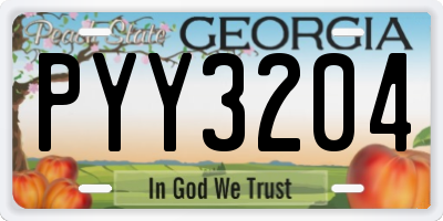 GA license plate PYY3204