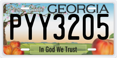 GA license plate PYY3205
