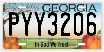 GA license plate PYY3206