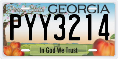 GA license plate PYY3214