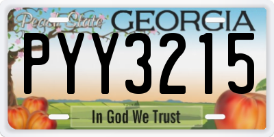 GA license plate PYY3215
