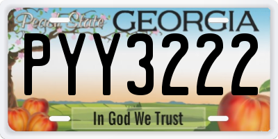 GA license plate PYY3222