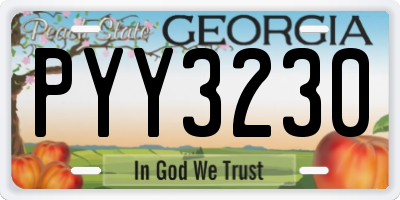 GA license plate PYY3230