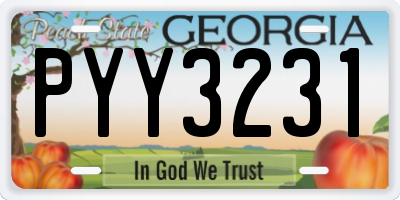 GA license plate PYY3231