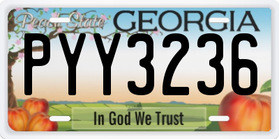 GA license plate PYY3236
