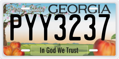GA license plate PYY3237