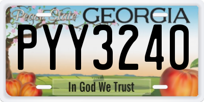 GA license plate PYY3240