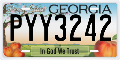 GA license plate PYY3242
