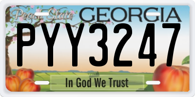 GA license plate PYY3247