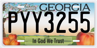 GA license plate PYY3255