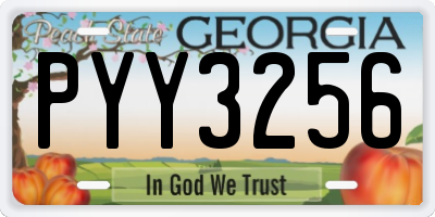 GA license plate PYY3256