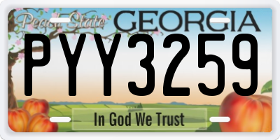 GA license plate PYY3259