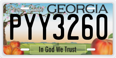 GA license plate PYY3260