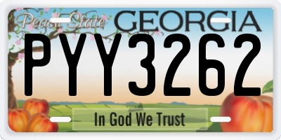 GA license plate PYY3262