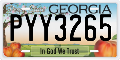 GA license plate PYY3265