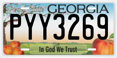 GA license plate PYY3269