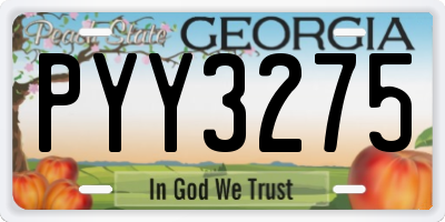 GA license plate PYY3275