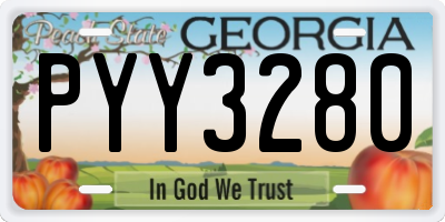 GA license plate PYY3280