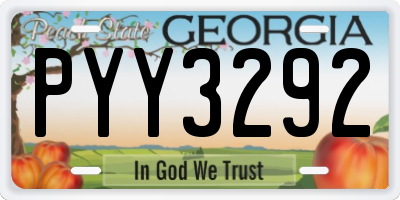 GA license plate PYY3292