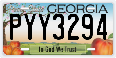 GA license plate PYY3294