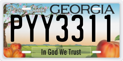 GA license plate PYY3311