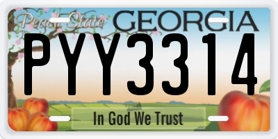 GA license plate PYY3314