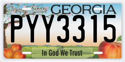 GA license plate PYY3315