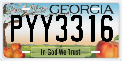 GA license plate PYY3316