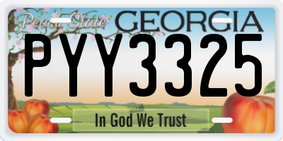 GA license plate PYY3325