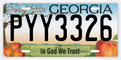 GA license plate PYY3326