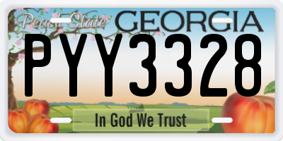 GA license plate PYY3328