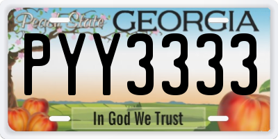 GA license plate PYY3333