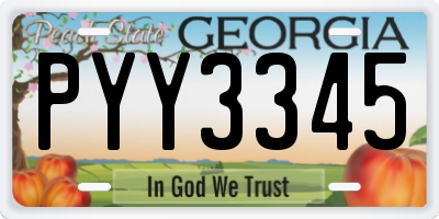 GA license plate PYY3345