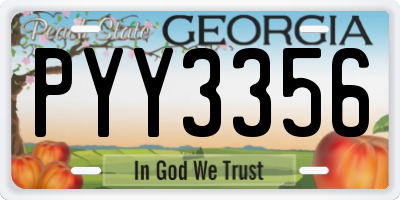 GA license plate PYY3356