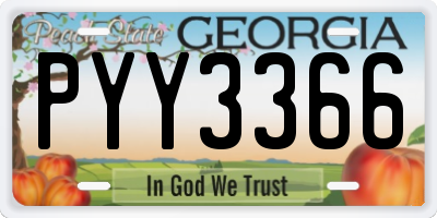 GA license plate PYY3366