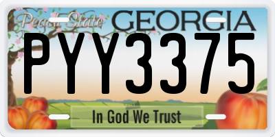 GA license plate PYY3375