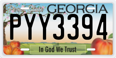 GA license plate PYY3394