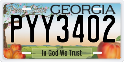 GA license plate PYY3402