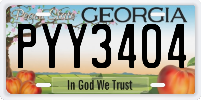 GA license plate PYY3404