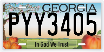 GA license plate PYY3405