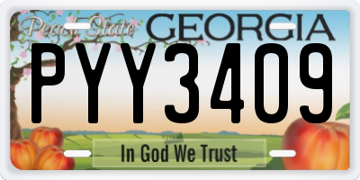 GA license plate PYY3409