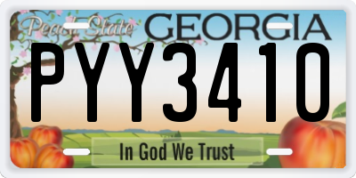 GA license plate PYY3410