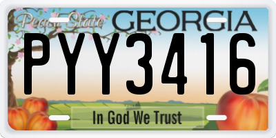 GA license plate PYY3416