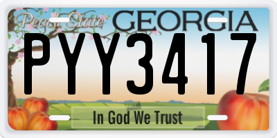 GA license plate PYY3417