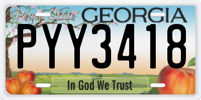 GA license plate PYY3418