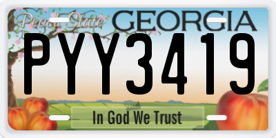 GA license plate PYY3419