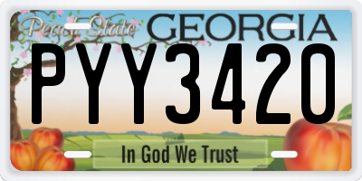 GA license plate PYY3420