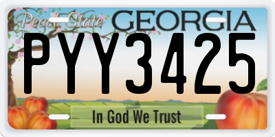 GA license plate PYY3425